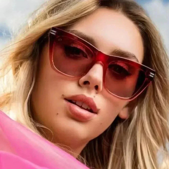Prive Rivaux | The Ingrid - Red Cateye Squared Sunglasses - NWT - Picture 1 of 16